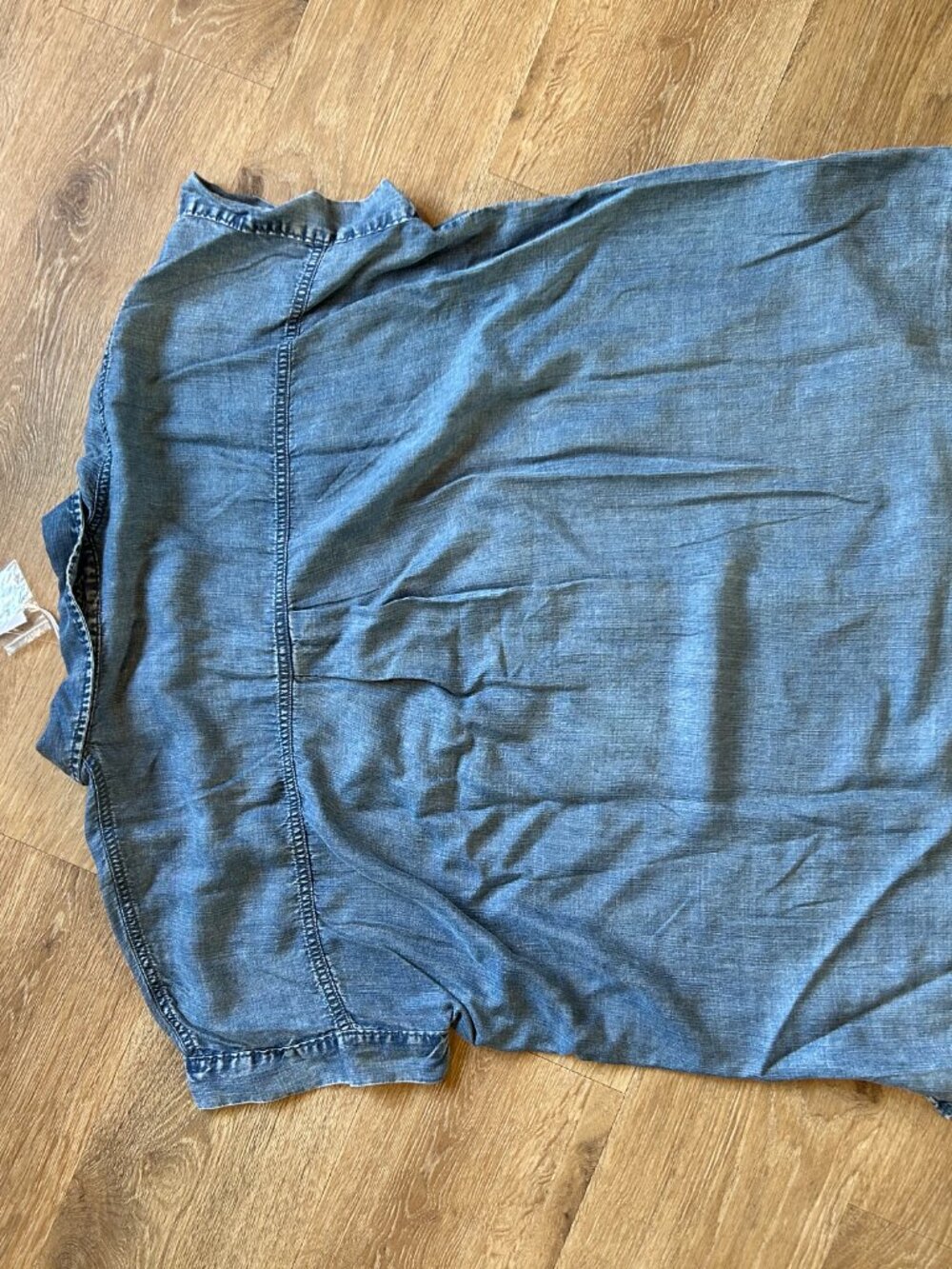 NWT Jane + Delancey Denim Chambray Short Sleeve Boxy Button Down Shirt XL - Picture 5 of 7